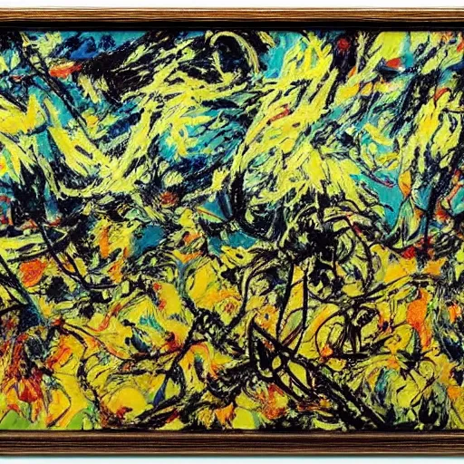 Prompt: a jackson pollock painting in the style of van gogh