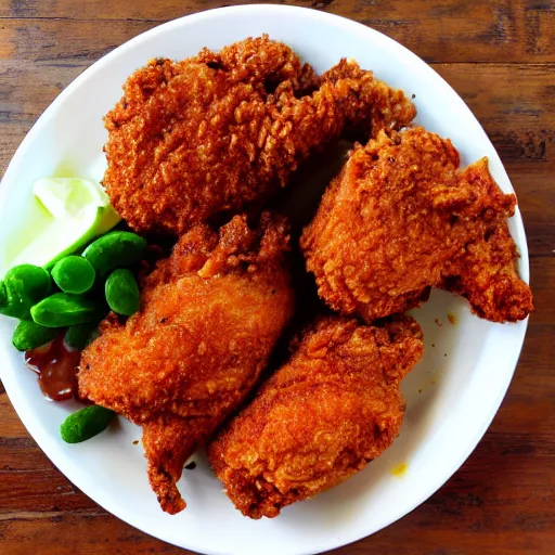 Prompt: Succulent fried chicken