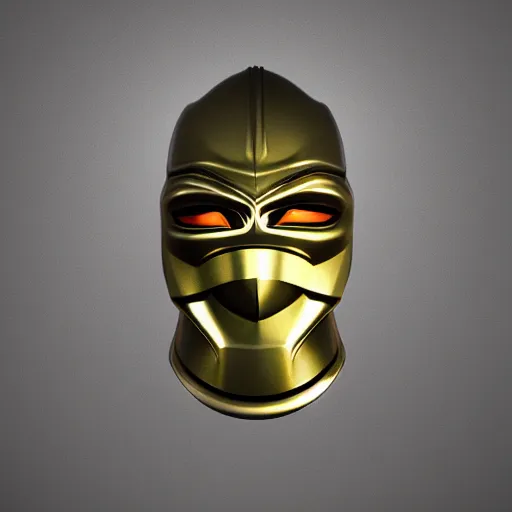 Image similar to MF DOOM mask, highly detailed photo realistic render, spotlight, shadows, rule of thirds