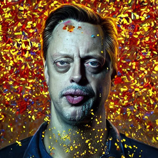 Prompt: hyperrealistic mixed media high resolution painting of a Steve Buscemi exploding into confetti, stunning 3d render inspired art by István Sándorfi and Greg Rutkowski and Unreal Engine, perfect symmetry, dim volumetric lighting, 8k octane beautifully detailed render, post-processing, extremely hyper-detailed, intricate, epic composition, highly detailed attributes, highly detailed atmosphere, cinematic lighting, masterpiece, trending on artstation, very very detailed, masterpiece, stunning, flawless structure, lifelike texture, perfection,