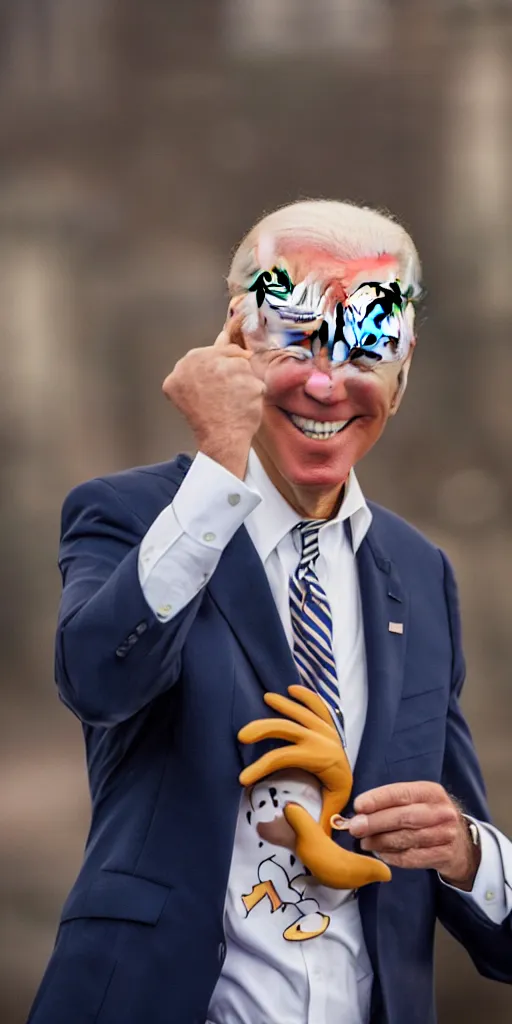 Prompt: Joe Biden as Goofy, 100mm portrait, bokeh, detailed, award-winning