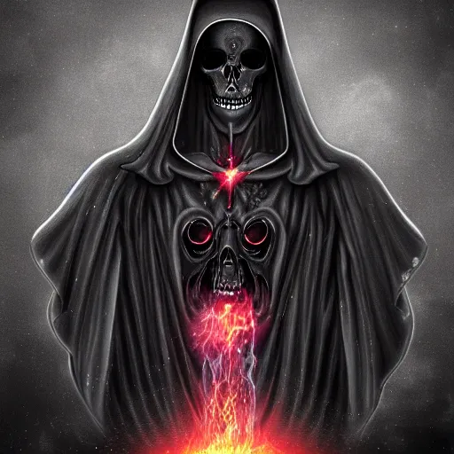 Image similar to the grim reaper at the height of its power, cosmic horror, digital art