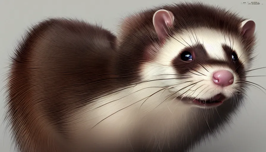 Prompt: Smiling ferret, hyperdetailed, artstation, cgsociety, 8k