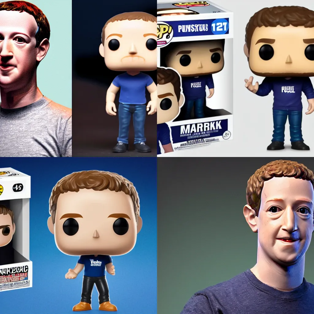 Prompt: a Funko pop figure of Mark Zuckerberg, trending on ArtStarion