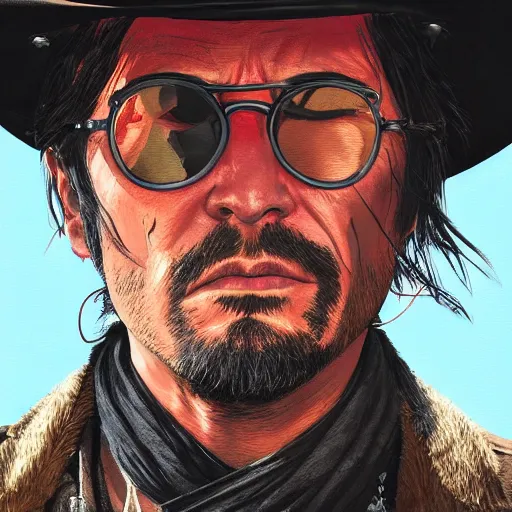 Image similar to David Shing, otherwise know as Shingy, in Red Dead Redemption 2, extreme detail, ray tracing, 8k by artgerm and greg rutkowski