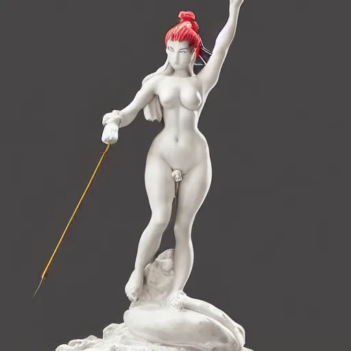 Image similar to a delicate renaissance marble sculpture of Mai Shiranui