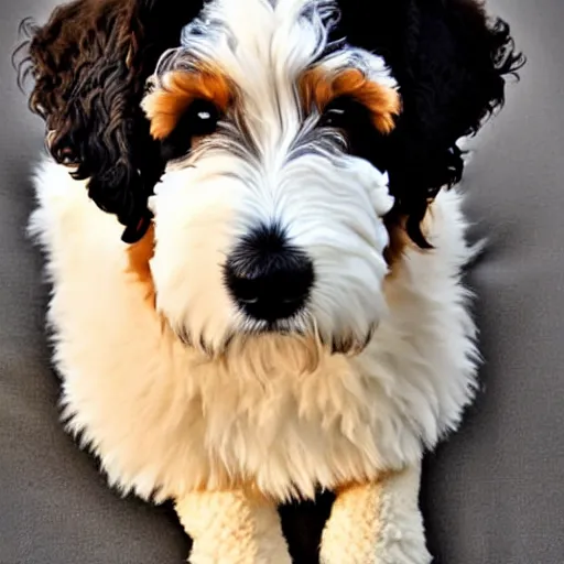 Prompt: bernedoodle with Disney eyes