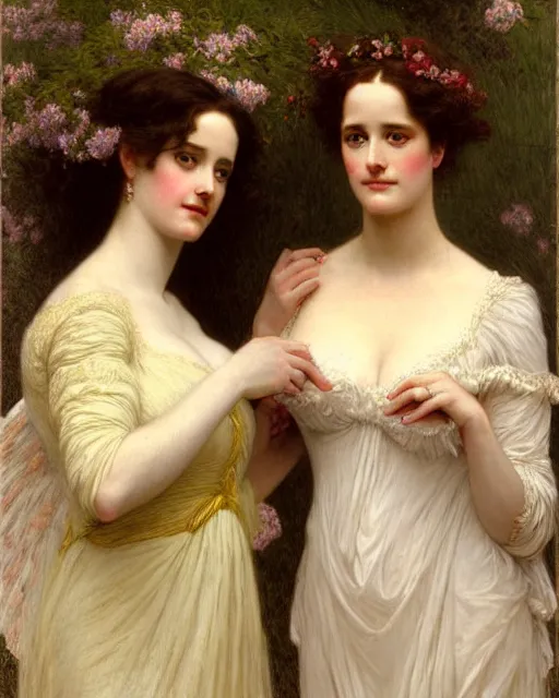 Image similar to portrait en buste of eva green vesper lynd vannessa ives by Hughes Merle, by Pierre Auguste Cot, mucha perfectly detailed eyes, realistic fabric, abundant detail