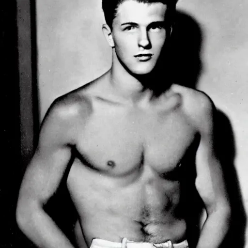 Image similar to a moderately handsome rebellious hot young guy, 1 9 4 8 photo