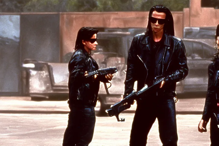 Prompt: scene from Terminator 2 - Judgement Day, in the style of Matrix