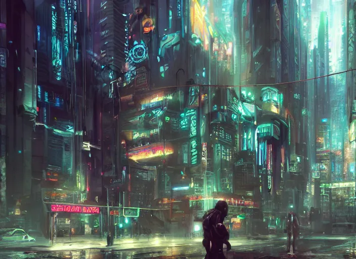 Image similar to full body concept art airbrushed painting of a cyberpunk city, airbrushed painting, stunning, featured on artstation, cinematic lighting, hyperdetailed, cgsociety, 8k, dramatic, dark atmosphere, alluring