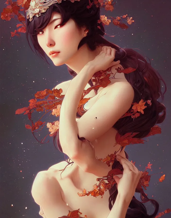 Image similar to portrait of ichigo, intricate, elegant, highly detailed, digital painting, artstation, concept art, smooth, sharp focus, illustration, art by artgerm, greg rutkowski, alphonse mucha, uang guangjian, gil elvgren, sachin teng, symmetry!!