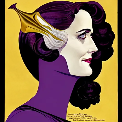 Image similar to Eva Green is Metamorpho, the Element Woman, Art by Coles Phillips and Joshua Middleton, Chalk white skin, deep purple hair, Green eyes, Orange background, Mucha, Portrait of the actress, Eva Green as Metamorpho, carbon black and antique gold