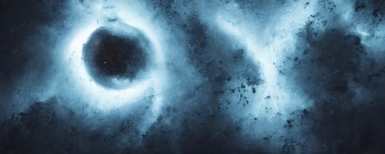 Image similar to a dark epic swirling galaxy, dark scifi, unreal engine, octane render, volumetric lighting