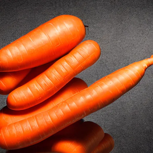 Image similar to an airplane in the shape of a carrot, studio lighting, concept