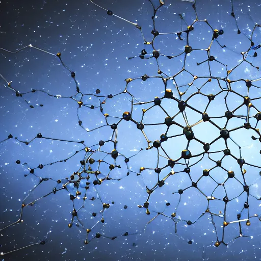 Image similar to army of interconnected neurons made of steel in space with hubble background, vray, 5 5 mm