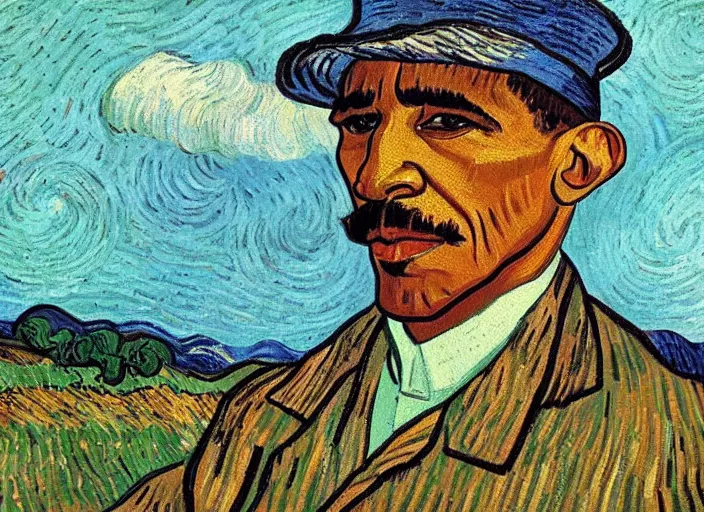 Image similar to painting of obama as a farmer, by vincent van gogh