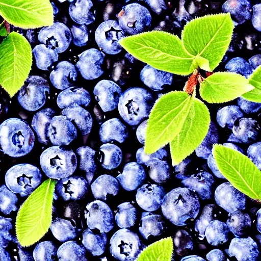 Prompt: artistic closeup render of blueberry bushes in a forest. Digital art. 4K. Trending on artstation. Highly detailed. Artistic. Rustic