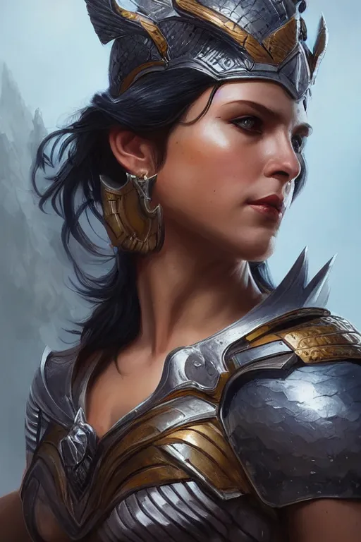 Image similar to amazon valkyrie athena, d & d, fantasy, portrait, highly detailed, headshot, digital painting, trending on artstation, concept art, sharp focus, illustration, art by artgerm and greg rutkowski and magali villeneuve