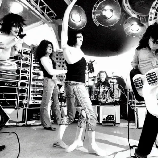 Prompt: The White Stripes playing to a crowd of hamsters