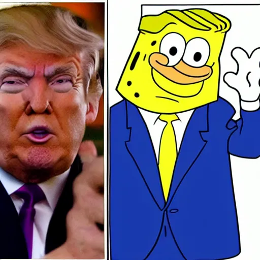 Prompt: donald trump as a spongebob character