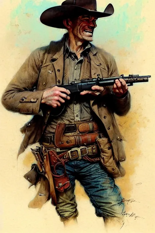 Image similar to (((((1950s wold west gunfighter . muted colors.))))) by Jean-Baptiste Monge !!!!!!!!!!!!!!!!!!!!!!!!!!!