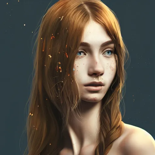 Prompt: beautiful_natural_village girl with freckles_intricate_elegant_highly_detailed_digital_painting_artstation_concept_art_smooth_sharp_focus_illustration