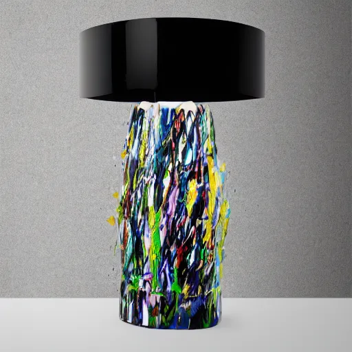 Image similar to table lamp in the style of abstract expressionism designed by jackson pollock