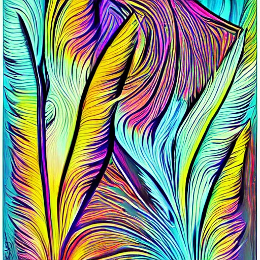 Prompt: abstract feathers, art style by Sandra Pelser, pop art nouveau