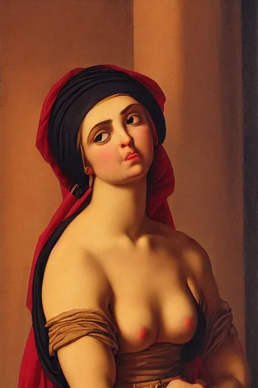 Image similar to beautiful woman, scared face, closeup, dressed in roman clothes, ultra detailed, art by Guido Reni style