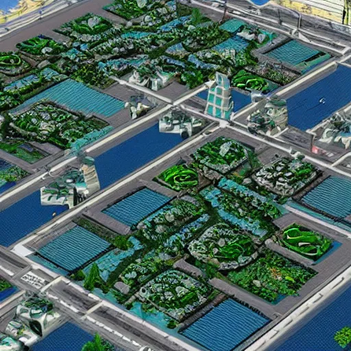 Prompt: big detailed eco solarpunk city