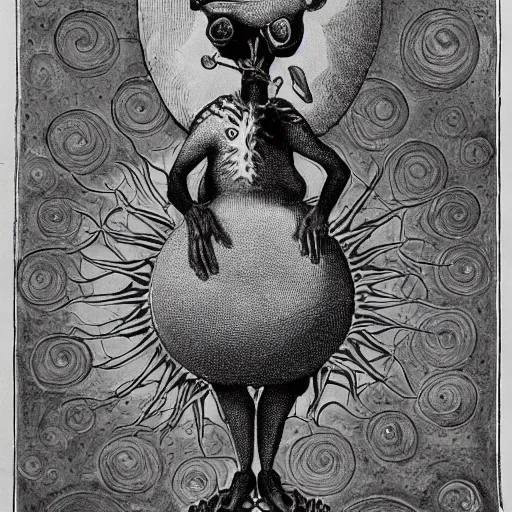 Image similar to furry freaky creature sings a unique canto about'as above so below'being ignited by the spirit of haeckel and robert fludd, breakthrough is iminent, glory be to the magic within