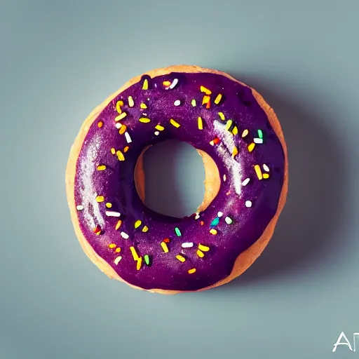 Image similar to Perfectly circular donut!!!!! in the style and shape of a blackberry!!!!!!, blended colors!!!!!, trending on artstation, 4k, 8k, professional photography, overhead shot, 35mm lens