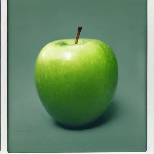 Prompt: a beautiful photo of a green apple, Polaroid 600 Instant Film