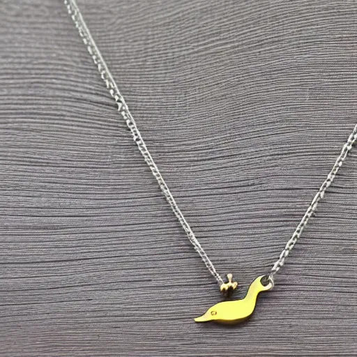 Image similar to a silver necklace on a golden duck