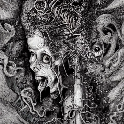 Image similar to eraserhead, surreal, creepy, horror, psychodelic, intricate, hyperdetailed, illustration, concept art, 8 k