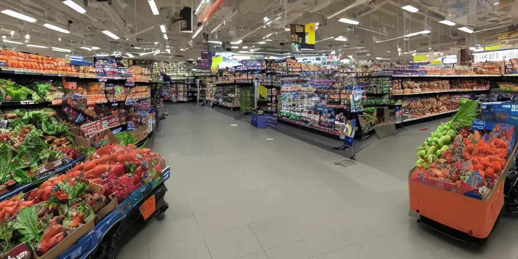 Image similar to mars rover inside albert heijn super market