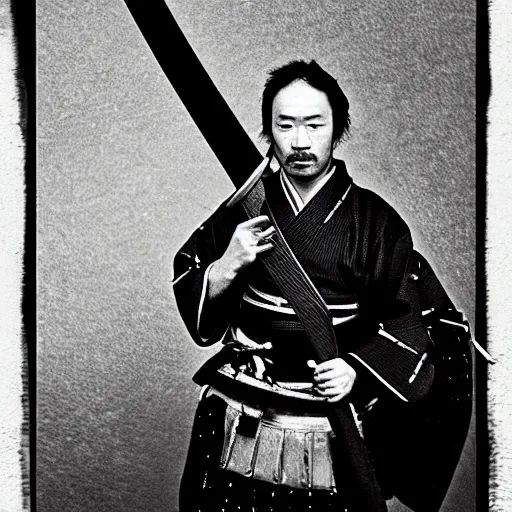 Image similar to a samurai holding his sword with two hands, by edgar allen poe