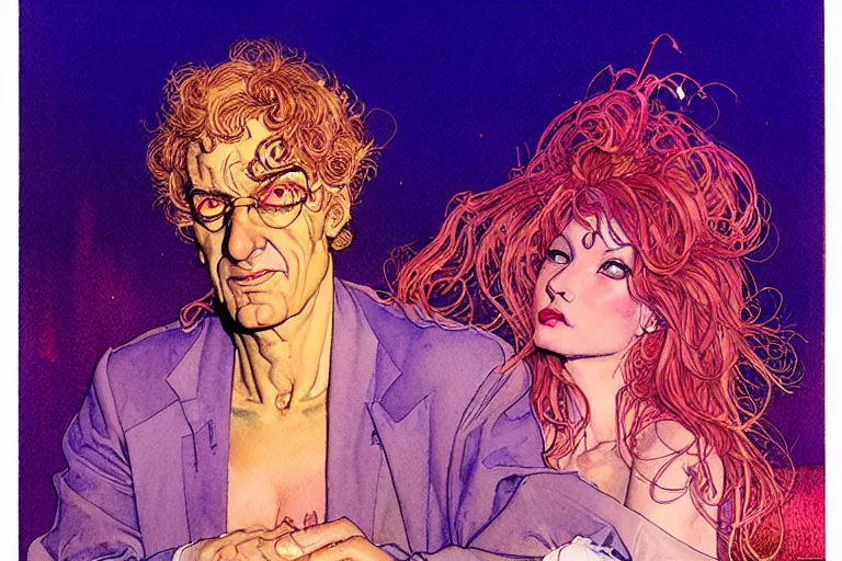 Image similar to a hyperrealist watercolour character concept art portrait of love, glowing on well lit night in las vegas, nevada. by rebecca guay, michael kaluta, charles vess and jean moebius giraud