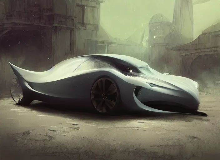 Image similar to beautiful concept design of a car that looks almost like a fish, a shark or a whale. car design by cory loftis, fenghua zhong, ryohei hase, ismail inceoglu, ruan jia, henrik fisker, bruce kaiser, scott robertson, dmitry mazurkevich, doruk erdem, and jon sibal. volumetric light