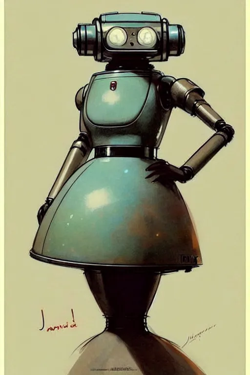 Image similar to ( ( ( ( ( 1 9 5 0 s retro future robot android maid. muted colors. ) ) ) ) ) by jean - baptiste monge!!!!!!!!!!!!!!!!!!!!!!!!!!!!!!