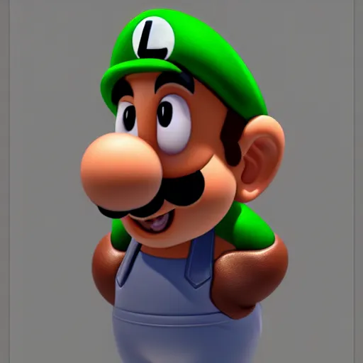 Image similar to luigi from super mario bros., a computer rendering by h. r. giger, trending on zbrush central, neoplasticism, zbrush, reimagined by industrial light and magic, # vfxfriday