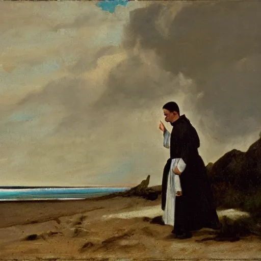 Prompt: A priest on the beach, Falter John Philip