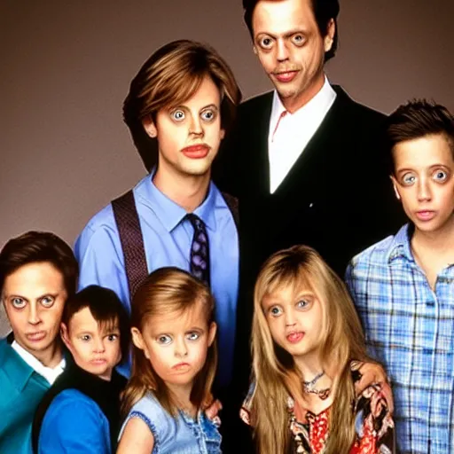 Prompt: Steve Buscemi replaces every member of the family in Full House, family photo