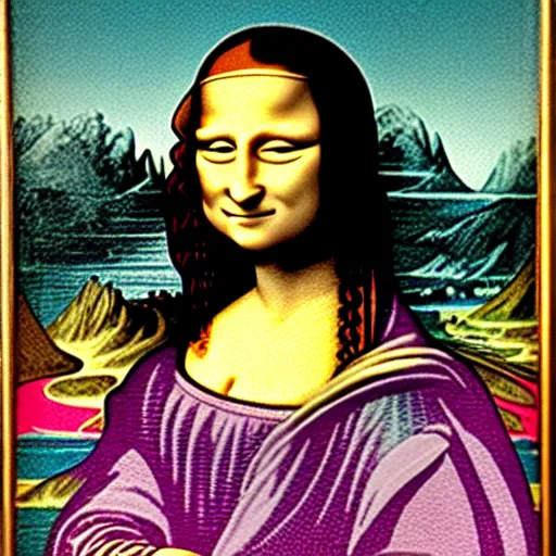 Prompt: Mona Lisa with a fish head, pink face, Ukiyo-e, highly detailed