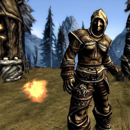 Prompt: skyrim in the style of borderlands