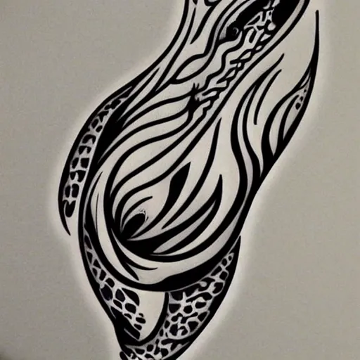 Image similar to tattoo design, stencil, whale