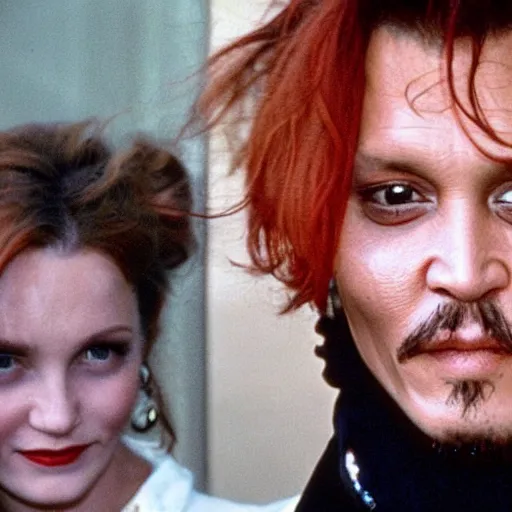 Prompt: johnny depp with ginger hair 2 2 year old girlfriend
