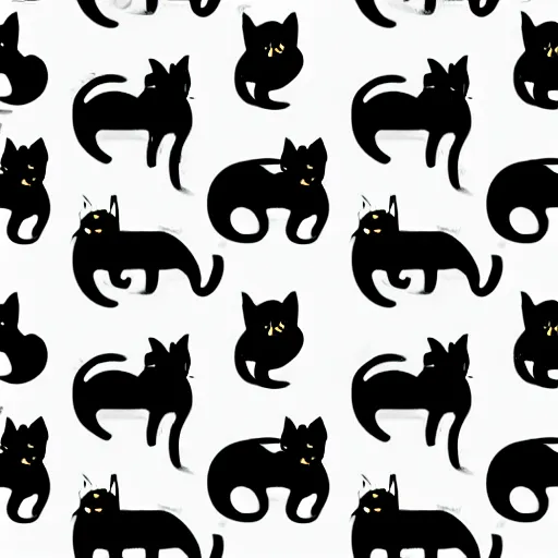 Prompt: a seamless repeating pattern of interlocking cat silhouettes, style of m. c. esher