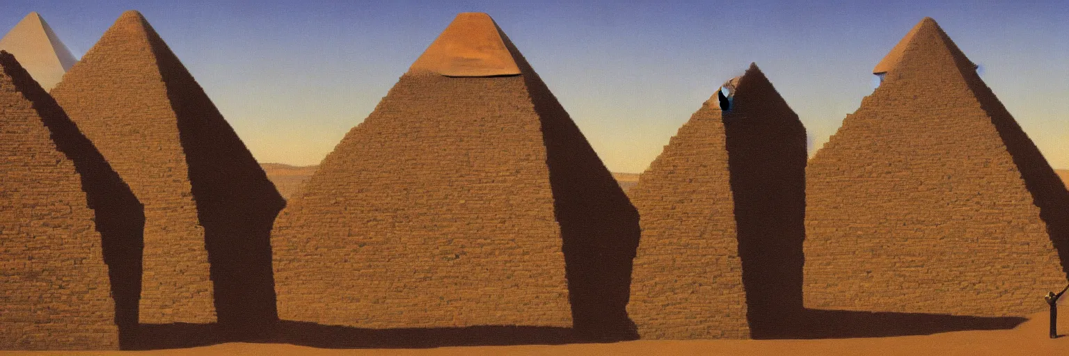 Image similar to pyramids at giza painting magritte